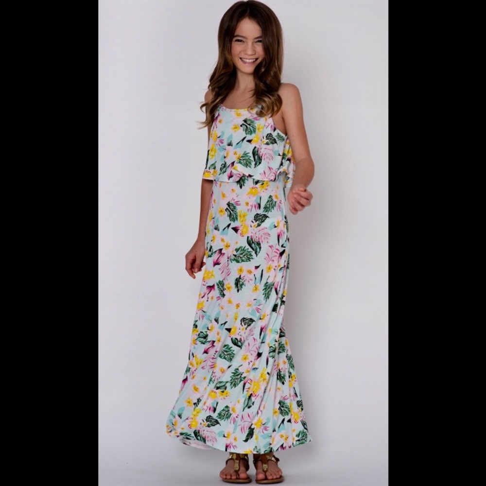 Flowers by Zoe Girl’s Tropical Maxi Dress - Size L